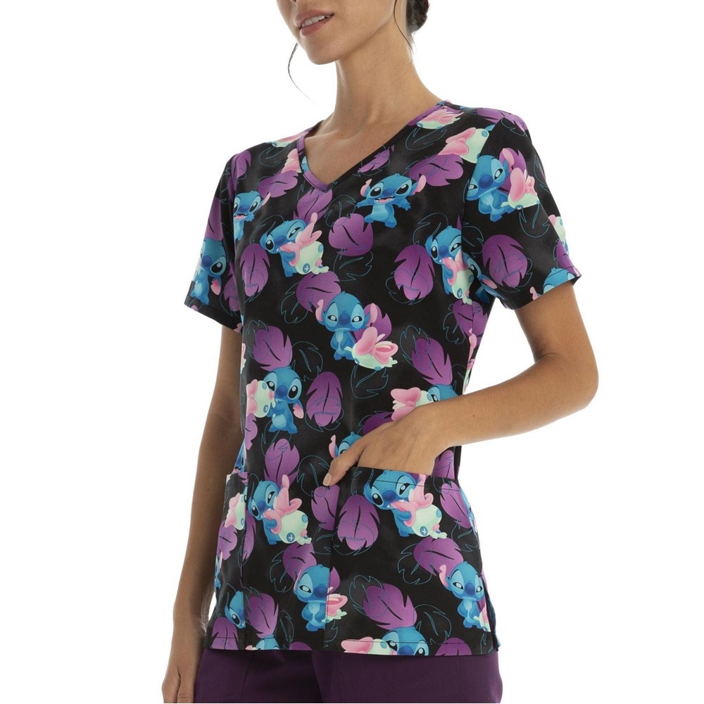 Disney - ScrubStar | Size ? M/L | Scrub Top | Black Purple Blue - Picture 2 of 3